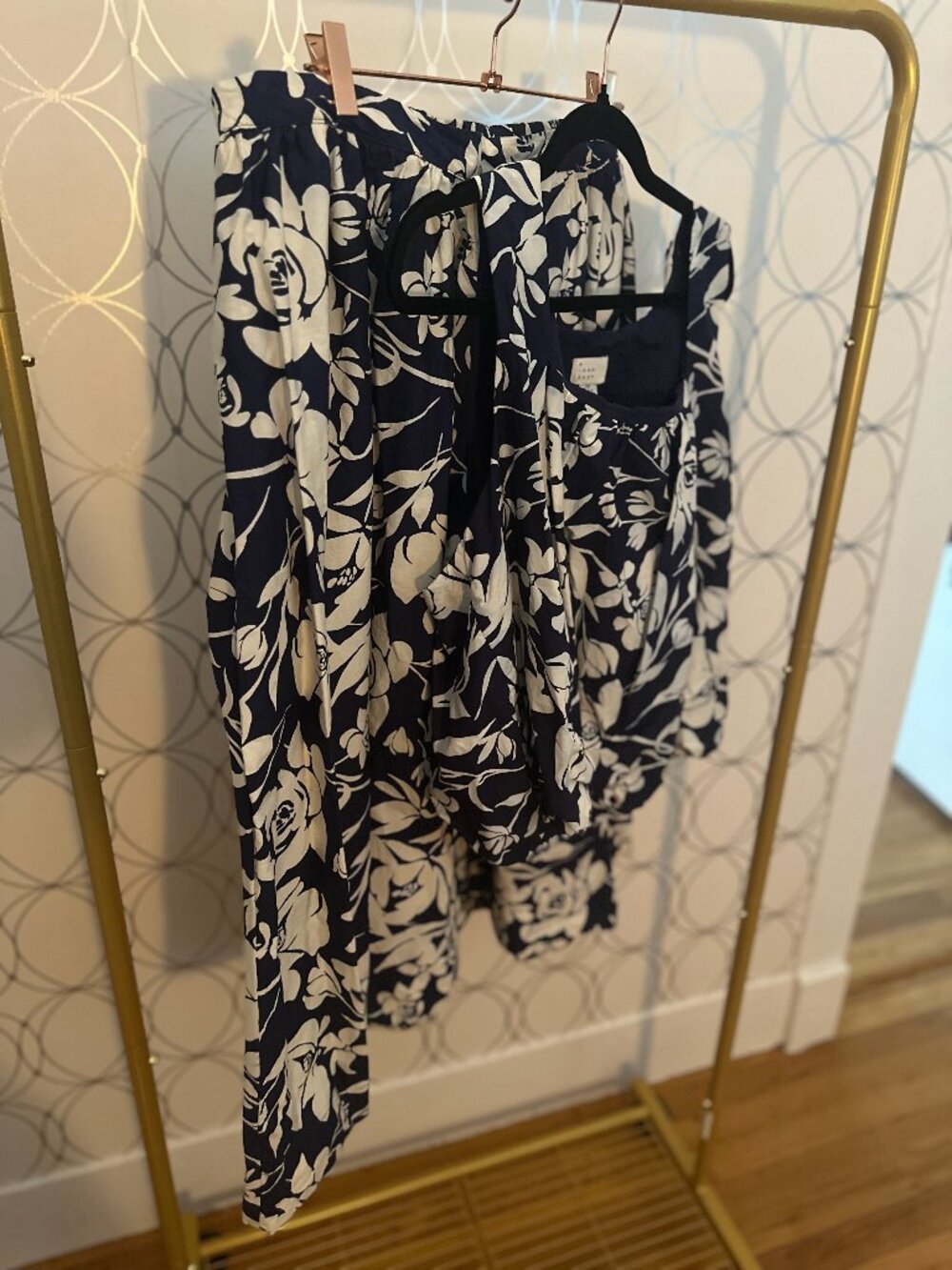 A New Day Navy & White Floral Two-Piece Set — Size 1X